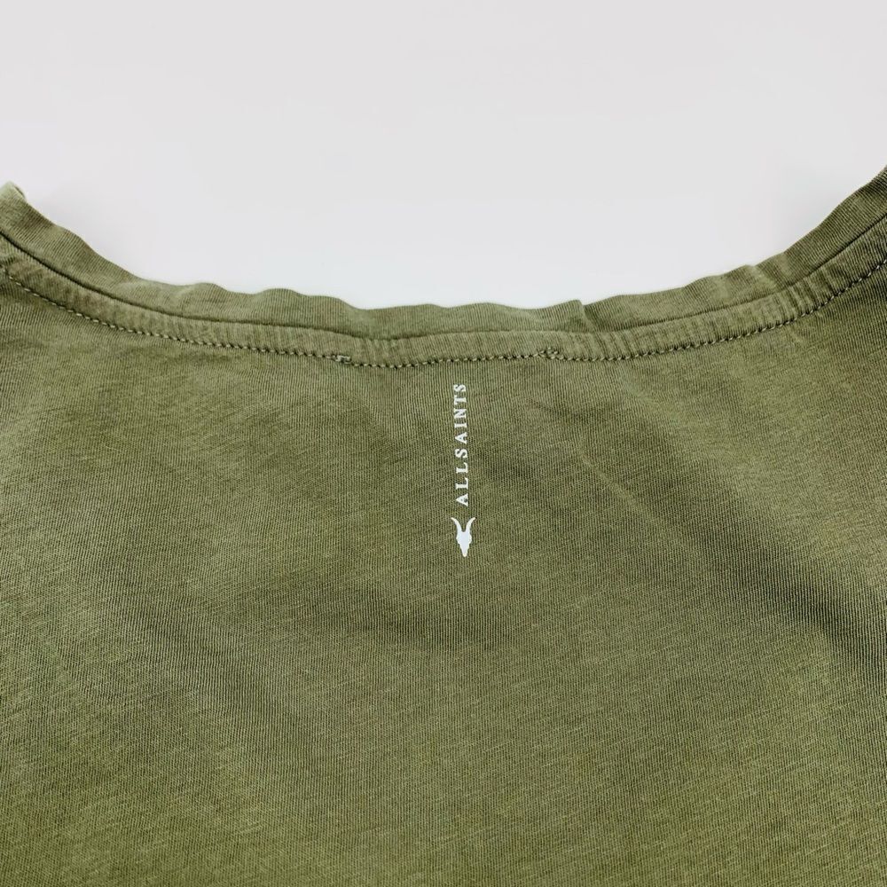 AllSaints | Women's V-Neck Olive green Top with Tie Sleeves - Picture 7 of 8